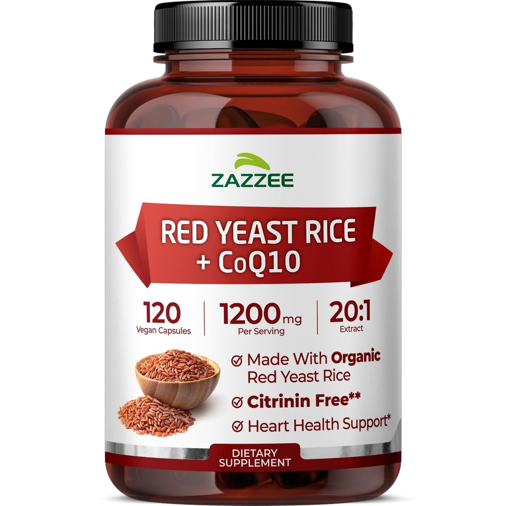 כוח נוסף Red Yeast Rice עם CoQ10 - 20X ריכוז של 1200 מ"ג Red Yeast אורז תוספת עם Niacin CoQ 10 ו- BioPerine עבור Absorption משופרת - Non-GMO Vegan & ISO מעבדה נבדקה (75 משרתים)