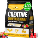 (180 הרוזן) Creatine Monohydrate חניכיים עבור גברים ונשים - קריטין טרום עבודה חניכיים עבור שריר בונה, כוח שרירים, התאוששות, אנדורנס, אנרגיה, קראטין לנשים וגברים, טבעוני, מעורב ברי