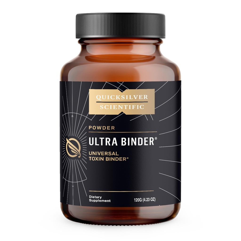 Quicksilver Scientific Ultra Binder אבקה - Multi Toxin Binder עם אבקת Bentonite Clay, Zeolite Detox & Charcoal - תוספת לתמיכה ב- Gut & The Body's Toxin Removal Process (120g)