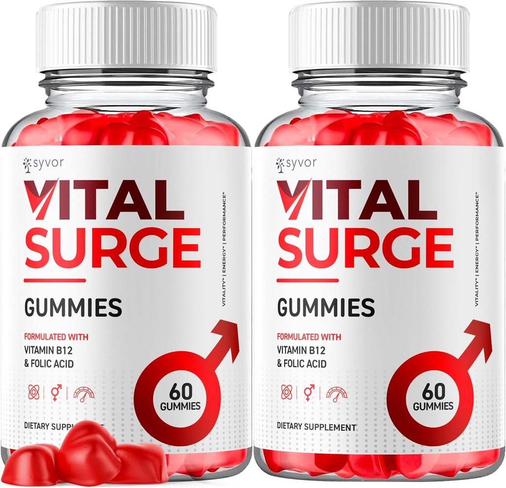 (2 Pack) Vital Surge Gummies, Vital Surge כוח מקסימלי 1000MG חניכיים מתקדמות, VitalSurge Mens Detox תוסף, Vitasurge Gomitas Chews עם חומרים טבעיים (120 מסטיקנים)