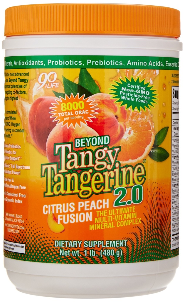 Youngevity Beyond Tangy Tangerine 2.0 Citrus Peach Fusion Multi-Vitamin & מינרלים Complex - Made with Natural & Whole Foods