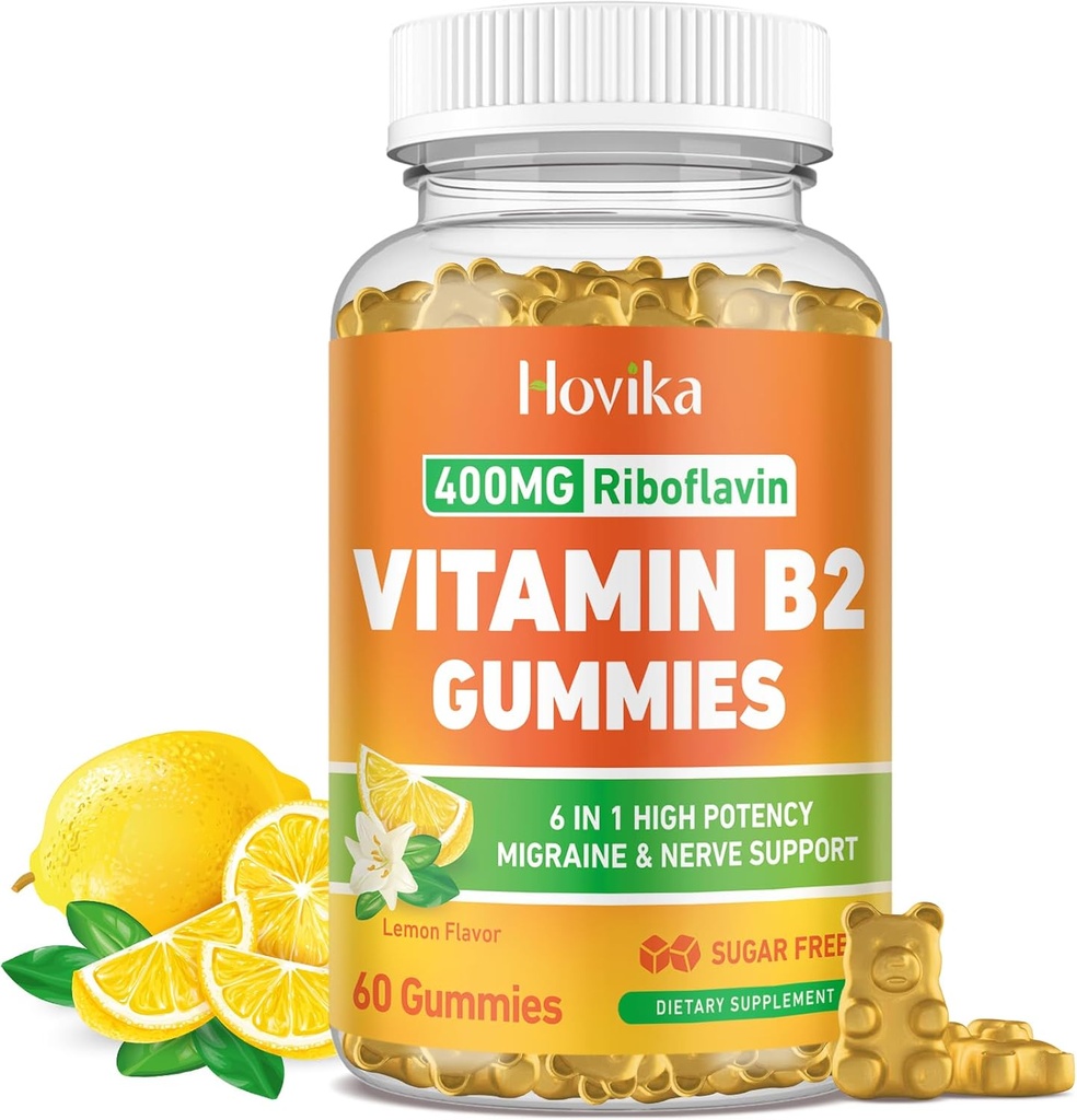 ויטמין B2 Gummies Riboflavin 400 מ"ג תוספת לגברים ונשים - מגנזיום טהור, Ashwagandha, CoQ10, אומגה 3, ויטמין B12 - Migraine Relief & Energy, מערכת העצבים תמיכה - סוכר חינם, 60 ספירה חינם, 60 ספירה חינם, CoQ10, אומגה 3, אומגה 3, אומגה 3, ויטמין B12 - Migraine Relief & Energy, Migraine System Support
