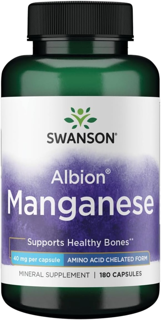 Swanson Albion Chelated Manganese Glycinate 40 מיליגרם 180 קפסולות
