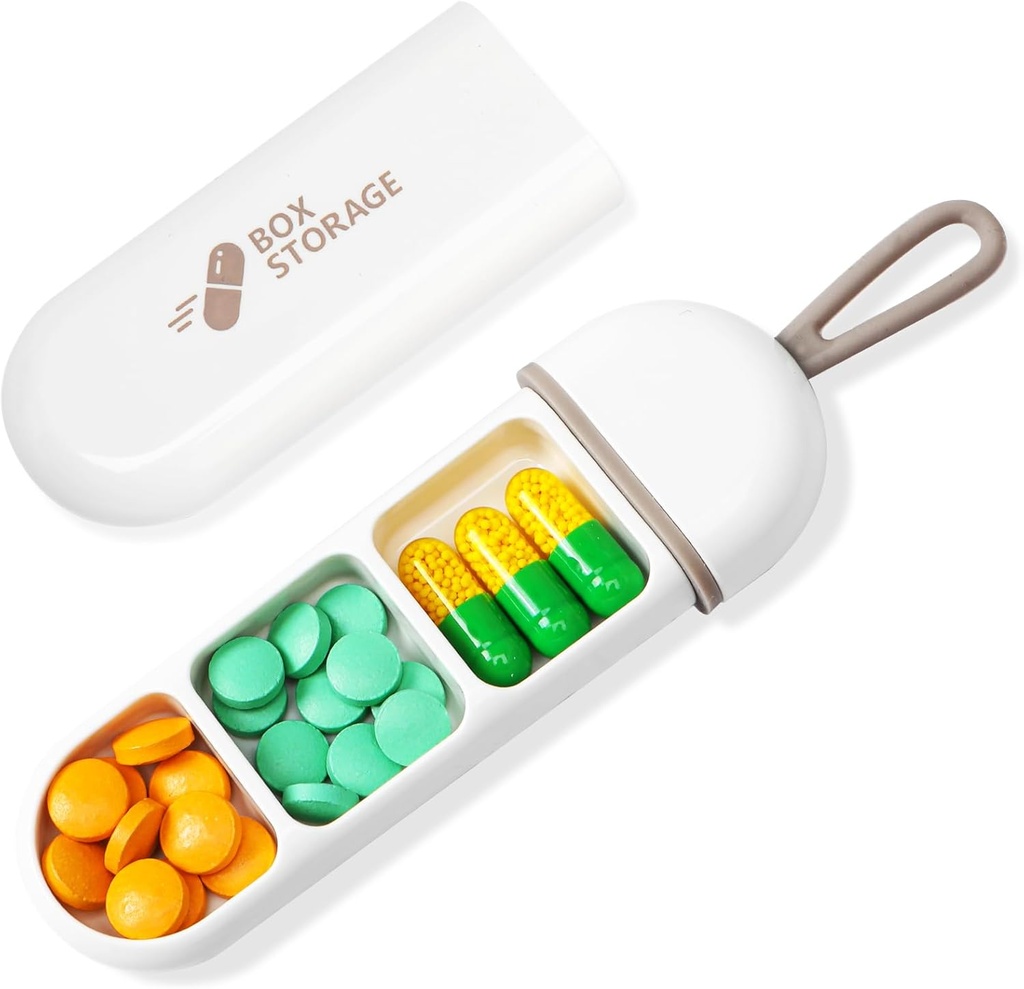 Toplive Travel Pill מארגנת, Portable Pill Container Mini Daily PillPSKer, Small Pill Case Travel Medicine מארגנת Pocket ויטמין שמן Box, White Grey