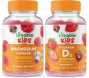 Lifeable Magnesium Kids + ויטמין D ילדים, חניכיים בונדלה - גדול Tasting, ויטמין תוסף, Gluten Free, GMO חינם, Chewable Gummymymy