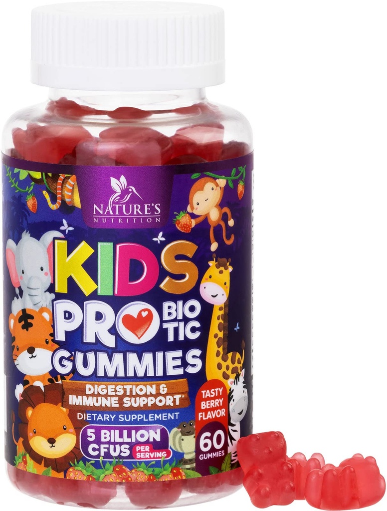 Kids Probiotic Gummies - Natural Immune Support & Digestive Health Supplement - Daily Chewable Probiotic for Children & Toddlers Ages 4+ - Vegan, Gluten & Dairy Free - Berry Flavored - 120 Gummies