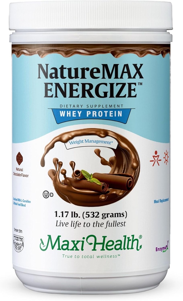 NatureMAX EnergyzeTM אבקת חלבון Whey חלבון אבקת אנרגיה תומכת החלפת Meal - 20g חלבון Per המשרת - פלאפור שוקולד טבעי - ויטמין חלב כשר - 1.17lb