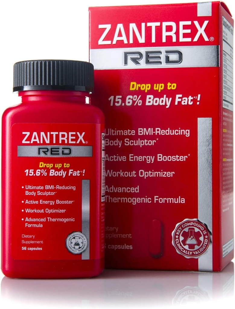 Zantrex Red Fat Burner & Active Energy Booster תוסף | תמיכה ב- Body Sculpting, הגדלת Focus & Workout Performance