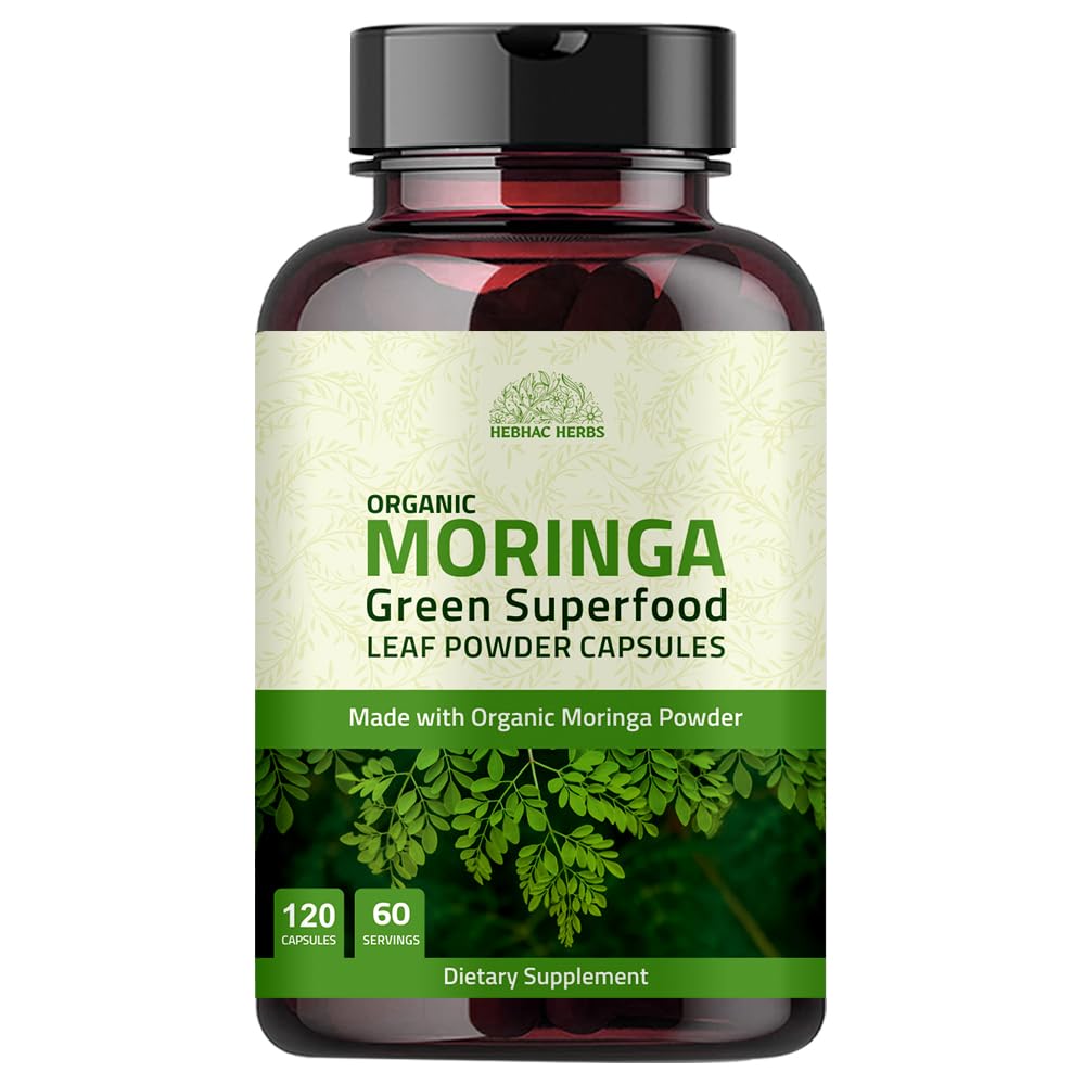 Organic Moringa Capsules 120 Capsules 1000mg – Metabolism, & Immune Support Nutrient-Rich superfood | Non GMO and Gluten Free
