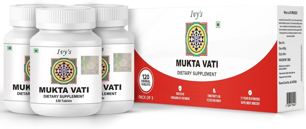 Ivy's Mukta Vati Herbal Tablets - Ayurvedic Formula Pack של 3
