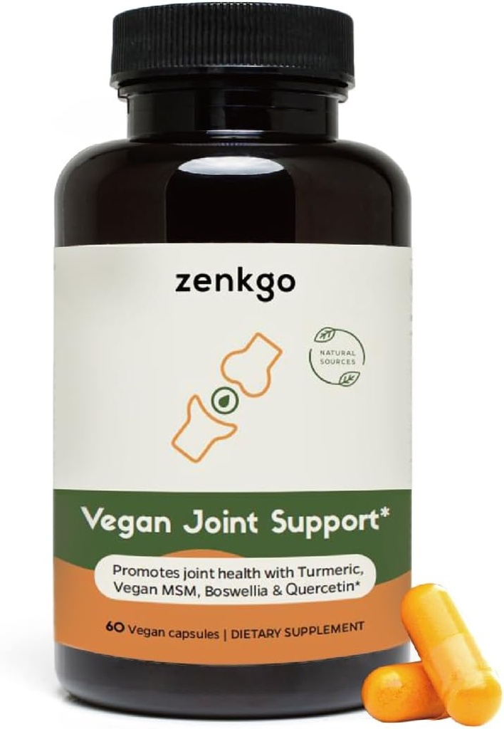 Turmeric, טבעוני MSM, Boswellia, Quercetin - תוספת תמיכה טבעונית משותפת, מקדם ניידות משותפת וגמישות, תפקוד ונוחות, תיקון טרחוס, תנועה חלקה, הזדקנות בריאה (60Ct / 30Day)