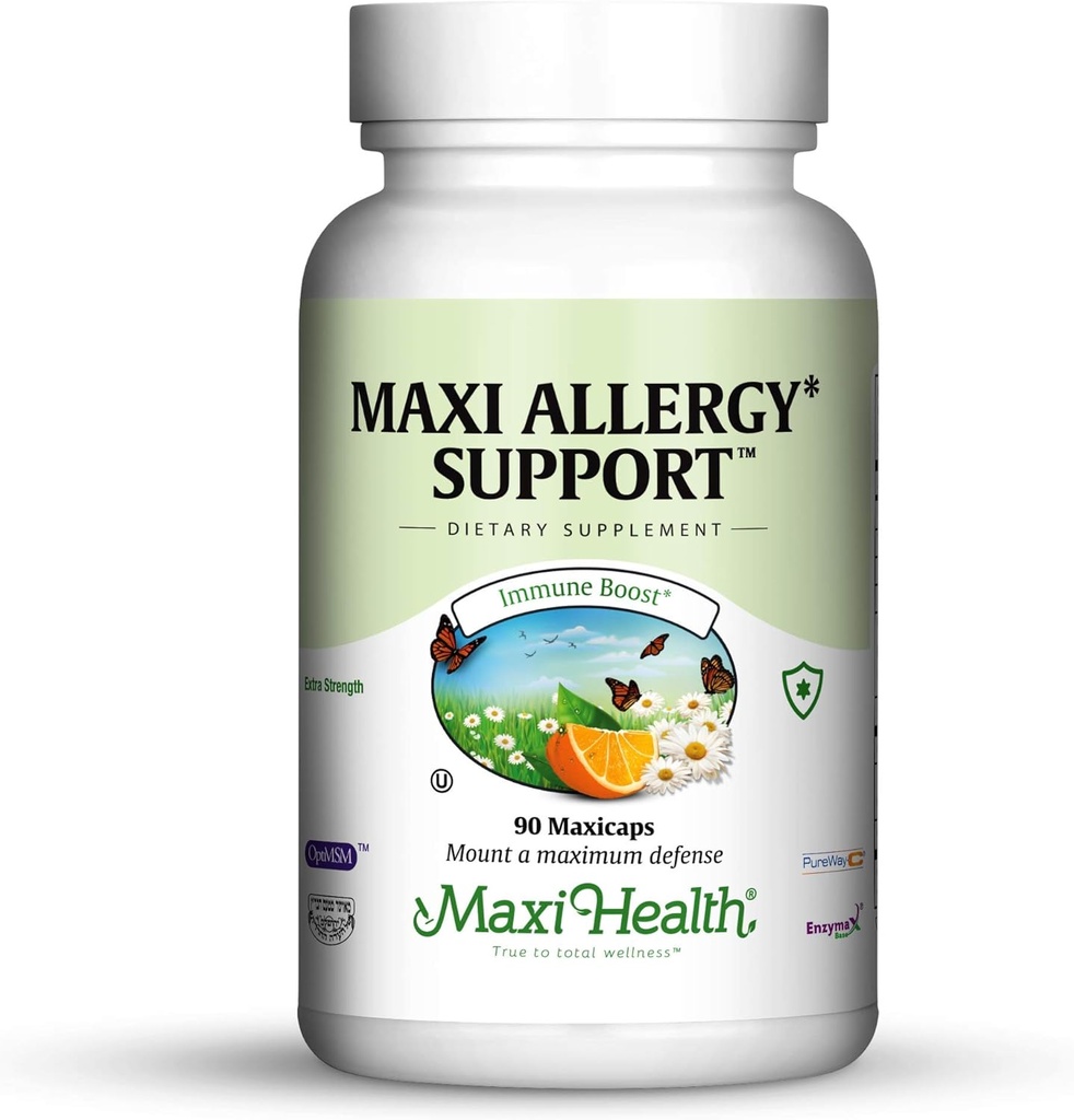 Maxi Health אלרגיה לתמיכה בוויטמין C עם MSM Sinus & Nasal Health, 90 Count