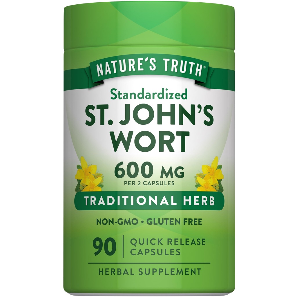 Truth St Johns Wort 600mg | 90 קפסולות | Non-GMO & Gluten Free Supplement