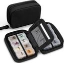 Zannaki Sweet Pill Organer for Purse with Two Removable 7-Day Pill Box, Travel PU Skin Pill Case, Portable Weekly Pill Container with Storage Bag to Hold הויטמינים, שמן דגים, תוספים (Black)