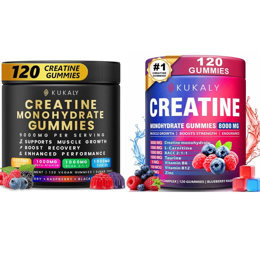 Creatine Monohydrate חניכיים עבור גברים ונשים, 9000MG Creatinemies סוכר חינם - BCAA 2:1, B12 B6 עבור כוח Boost, Focus & Endurance, טבעוני, non-GMO