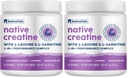 NativePath Creatine Monohydrate אבקה עם L-Leucine & L-Carnitine - תוספת בניית שרירים לגברים ונשים - 30 משרתים (Pack of 2)