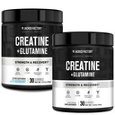 Jacked Factory Creatine + Glutamine - תוסף Creatine עם L-Glutamine עבור שריר התאוששות, צמיחה, כוח מוגברת (30 משרתים, Unflavored & 30 משרתים, Blue Raspberry)