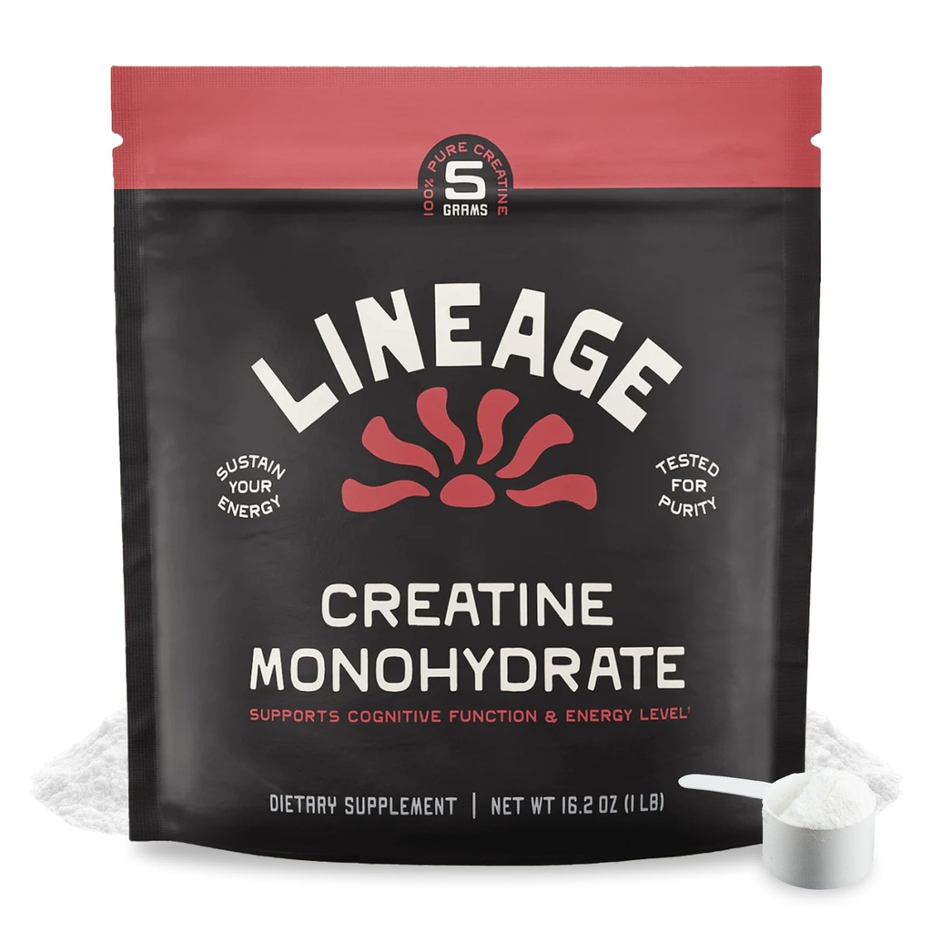 Lineage Provisions Micronized Creatine Monohydrate עם מלח ים - אבקת קראטין Micronized לאימון וביצועים - אין רכיבים מלאכותיים - 90 משרתים