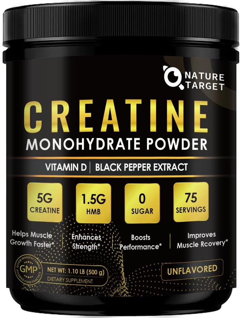 Acatine Monohydrate עבור נשים וגברים, אבקת קריאטין עבור נשים גברים-נשים לשיפור ביצועים וכוח, תמיכה צמיחה שרירים ושיקום עבודה, 6.5g לשרתים, 75 משרתות