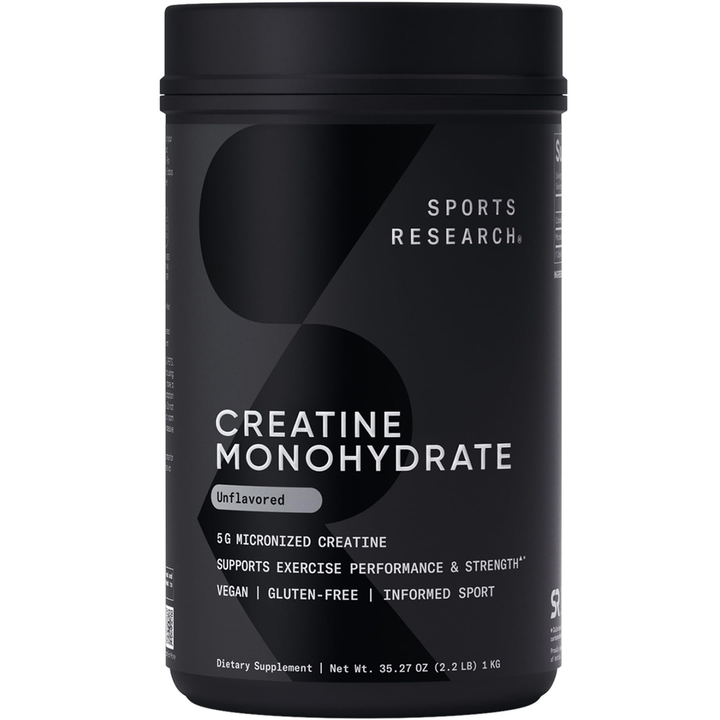 מחקר ספורט Creatine Monohydrate - קבל שריר Lean, שיפור ביצועים וכוח ותמיכה עבודה התאוששות - 5 g מיקרוnized Creatine - 35.27 oz