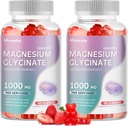Magnesium Glycinate Gummies 1000mg - סוכר חינם Magnesium Potassium תוספת עם ויטמין D, B6, CoQ10 עבור Calm Mood & Sleep Support - 120 Strawberry חניכיים