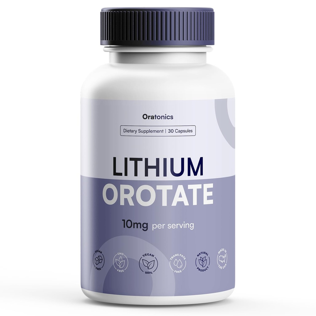 Lithium Orotate 10mg – Trace Mineral Lithium Supplement for Daily Balance & Cognitive Clarity – Low-Dose, Highly Absorbable Formula – Vegan, Non-GMO Capsules – 30 Count