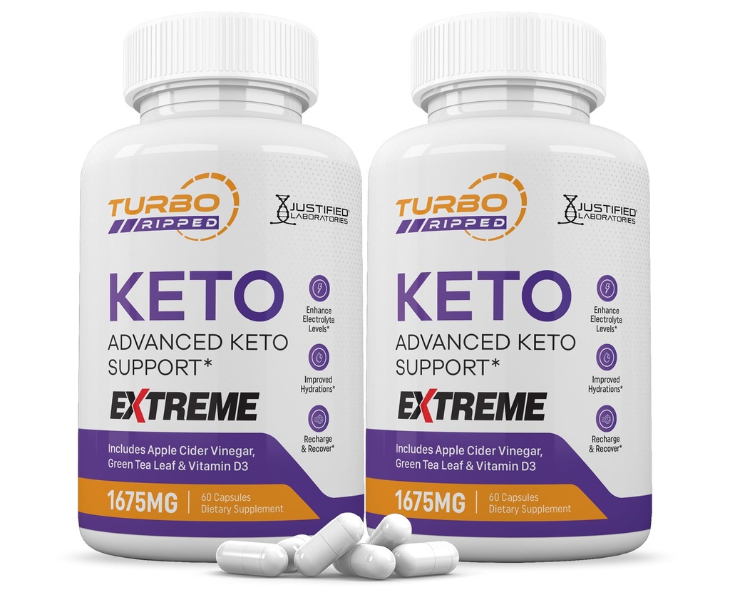 (2 Pack) Turbo Ripped Keto ACV Extreme Pills 1675MG Keto תומך בלנדרה אלטרנטיבית ל-Kto ACV פורמולה עם Apple Cider Vinegar אקסטרה אבקת שמן זית בתולה ירוק עלה 120 קפסולות