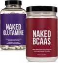 NAKED Unflavored BCAAs 100 Sevings + Pure L-Glutamine 240 קפסולות Bundle: non-GMO, Gluten Free, שריר התאוששות, שום דבר מלאכותי