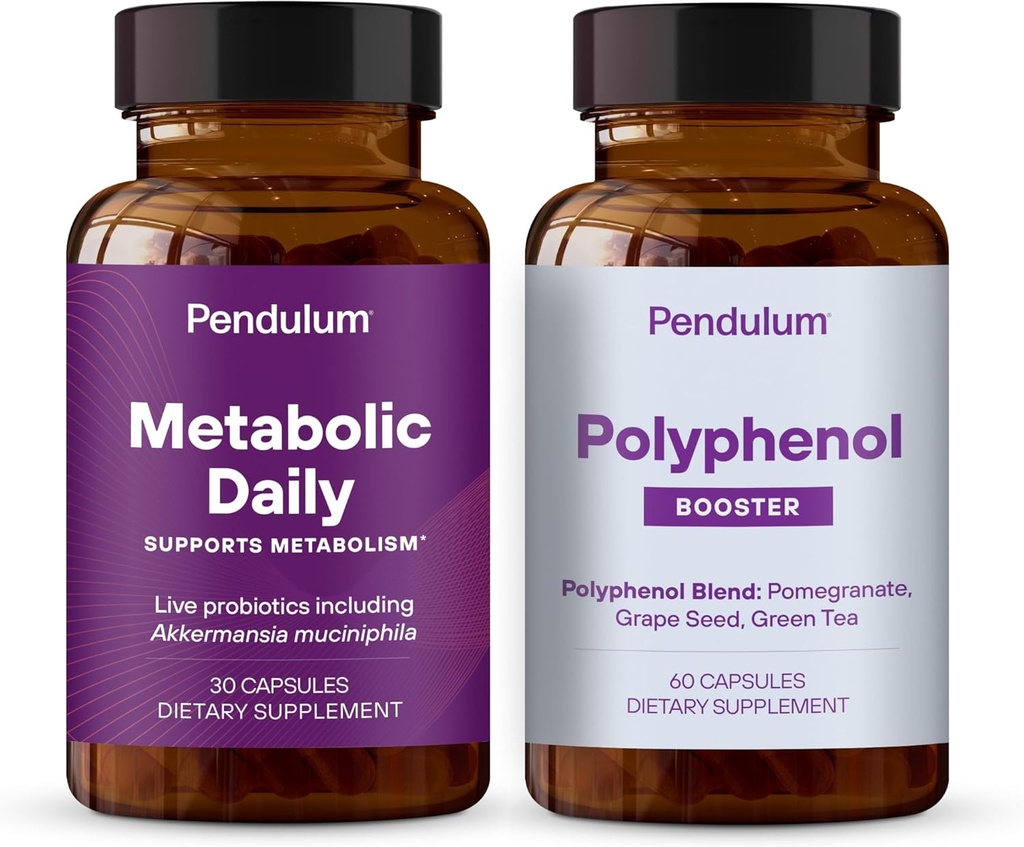 Pendulum Metabolic Daily & Polyphenol Booster Bundle - Prorietary Akkermansia Proביוטיקה תוספת תערובת לשיפור Metabolism & Cardio Health