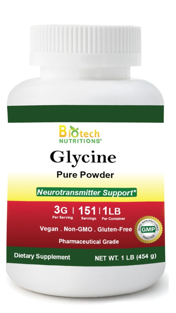 אבקת Glycine טהורה 16 oz Gluten חינם non-GMO המיוצר בארה"ב