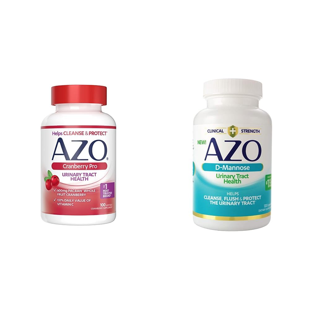 AZO Cranberry Pro Urinary Tract Health Supplement 600mg PACRAN, 1 Serving = More Than 1 Glass of Cranberry Juice 100 CT + D Mannose Urinary Tract Health, Cleanse, Flush & Protect The Urinary Tract 120