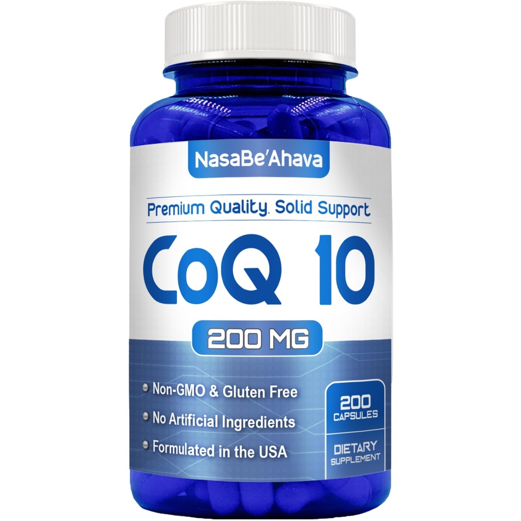 CoQ10 200 קפסולות מ"ג טבעוניות ידידותיות Coenzyme Q10 200 מ"ג מ- Easy Absorption Ubiquinone תוסף עבור Skin Heart and Energy Support; Made in the USA in cGMP מתקנים (200 משרתים)