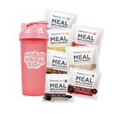 TransformHQ Meal החלפת Shake Variety Box with Pink Shaker, 7 Single-משרתת Shake Packs