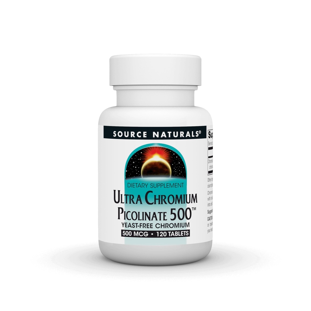 מקור Naturals Ultra Chromium Picolinate 500 Yeast-FreeChromium, תוסף תזונתי צמחוני, 500 mcg - 120 טבליות