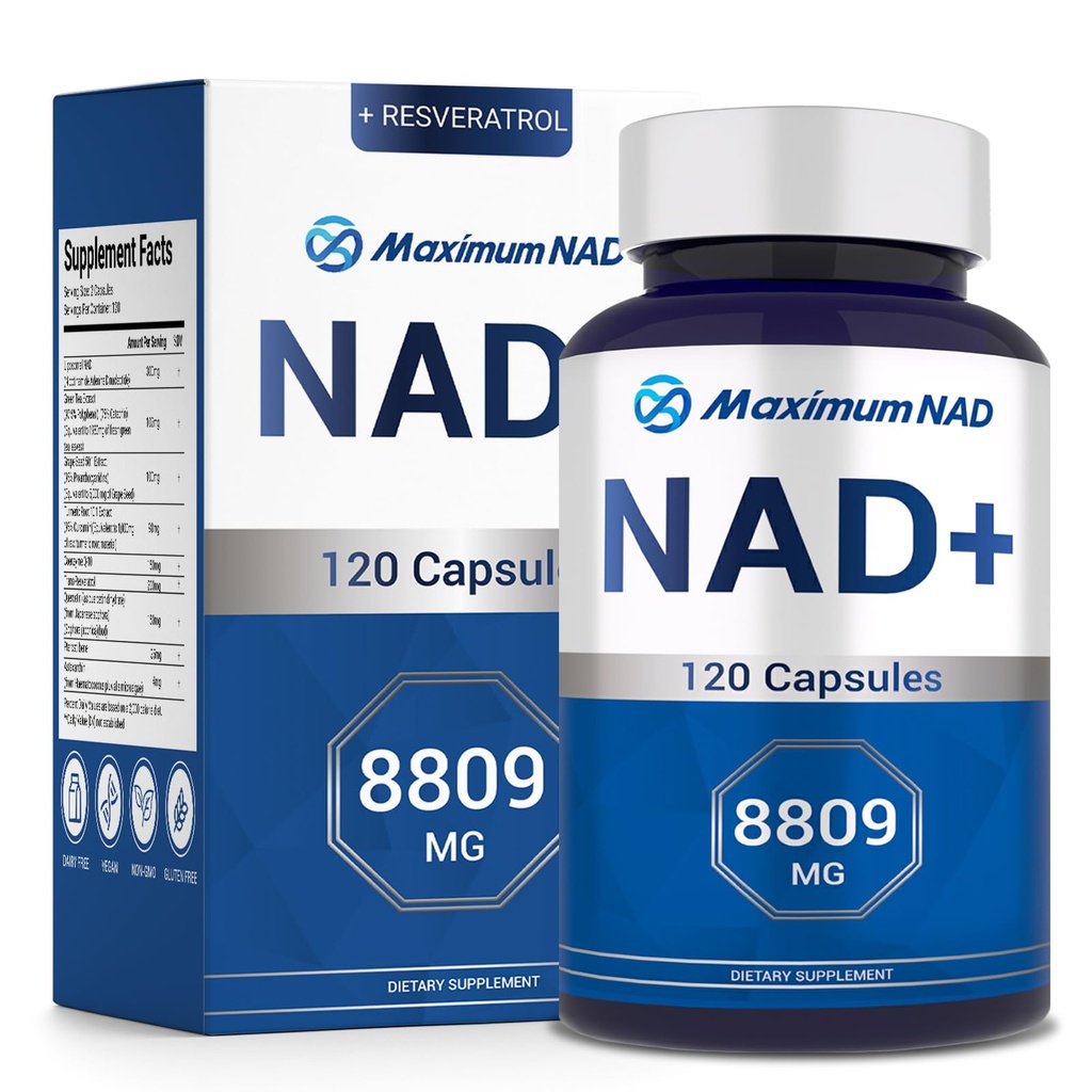 NAD+ Supplement 120 Capsules – Liposomal NAD+ with Resveratrol for Cellular Energy & Daily Vitality – High Absorption Formula for Men & Women – Vegan, Non-GMO, Gluten-Free