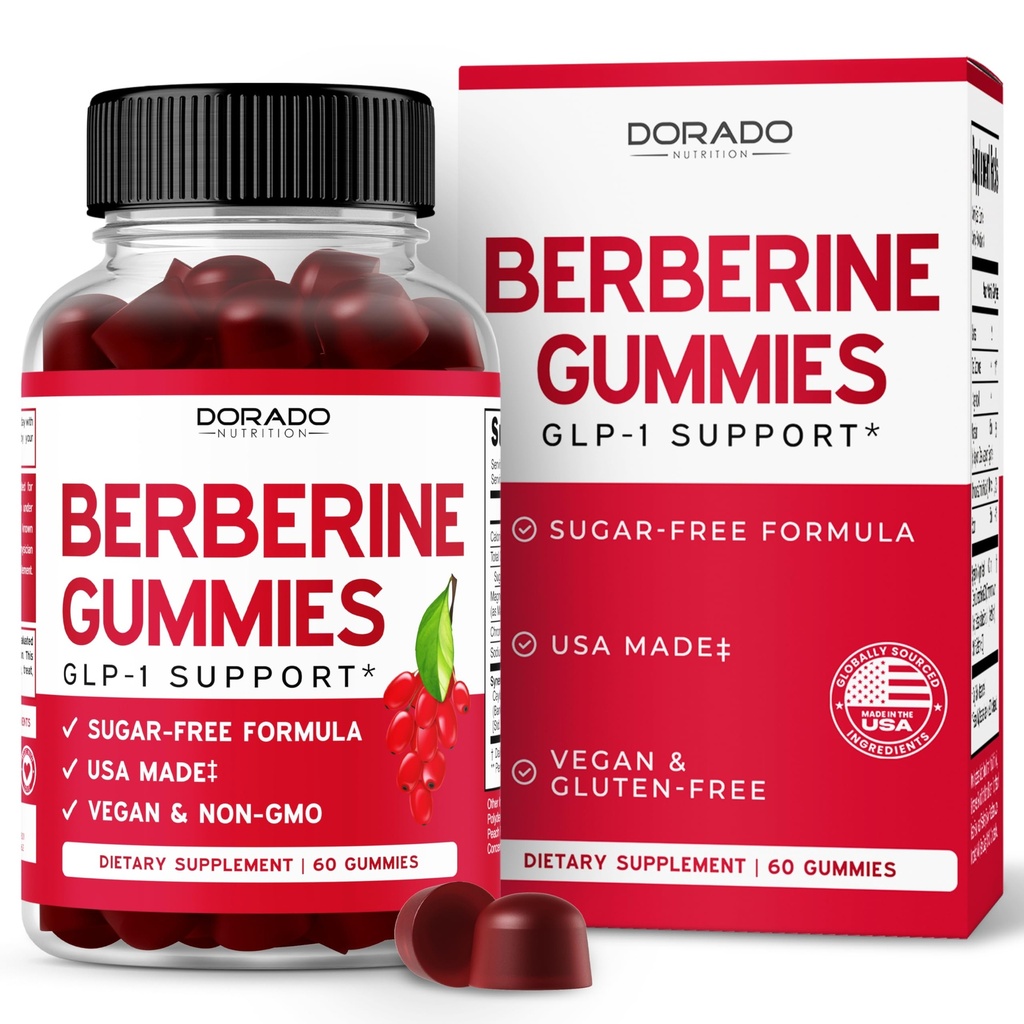 Bberine Gummies עם Ceylon Cinnamon (1,200 מ"ג) Premium Sugar-Free Berberine Ceylon Cinnamon תוספת למבוגרים - צד שלישי נבדק, non-GMO & Made בארה"ב - 60 חניכיים ספירות Chewable