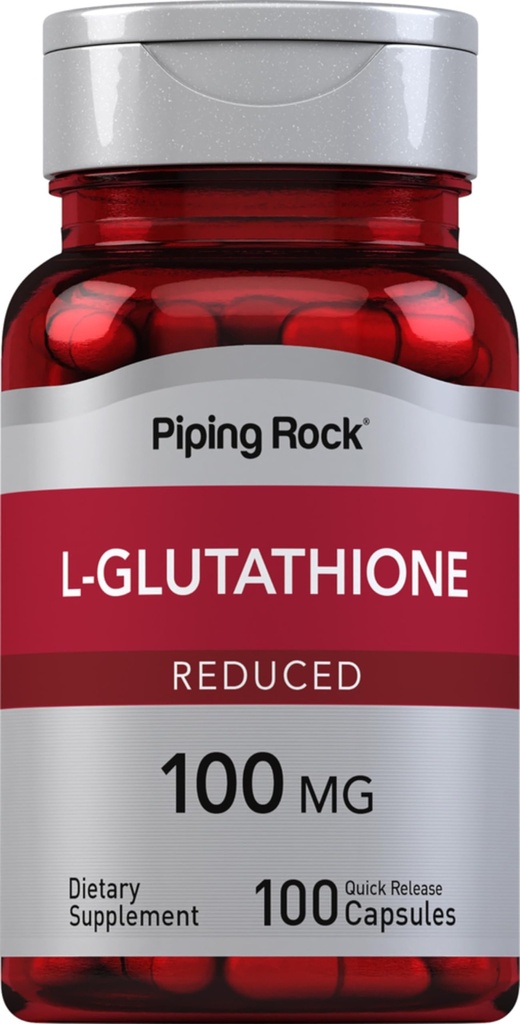 Piping Rock L Glutathione תוסף | 100 מ"ג | 100 קפסולות | צמצום טופס | Non-GMO, Gluten Free