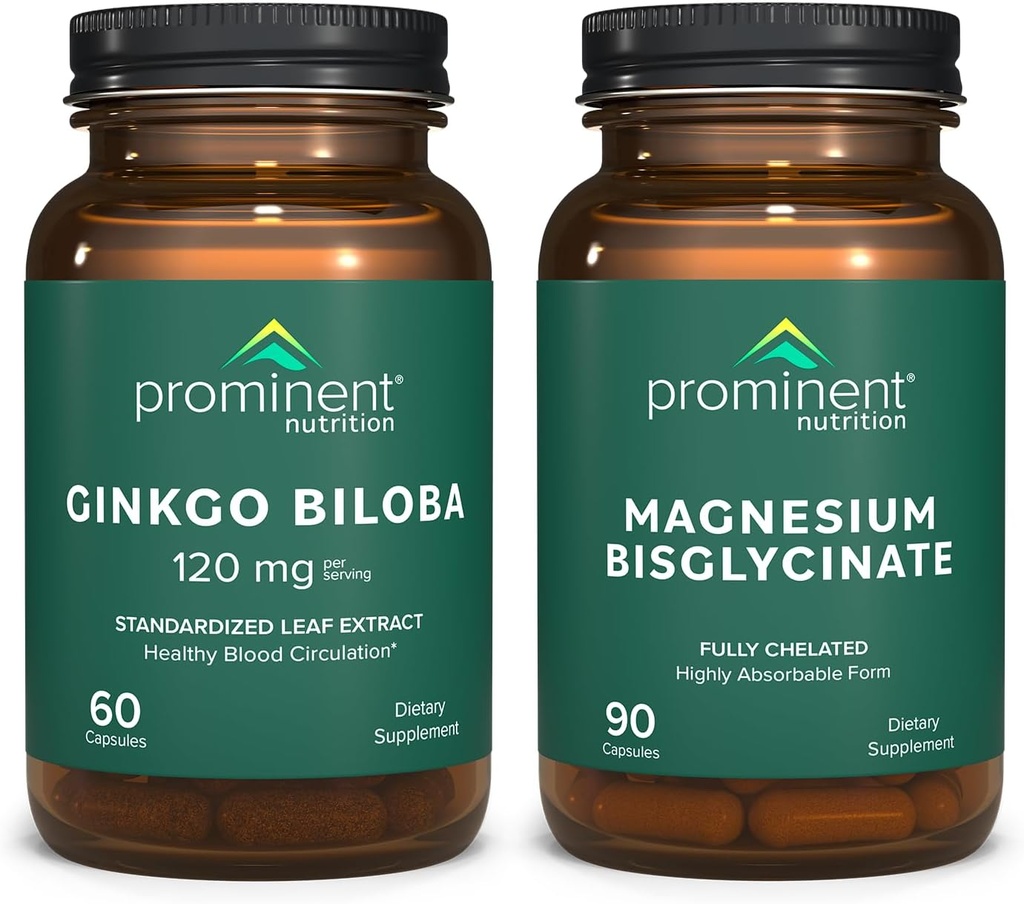 Prominent Nutrition Health Support Bundle - Genekgo Biloba תוסף & Magnesium Bisglycinate תוסף