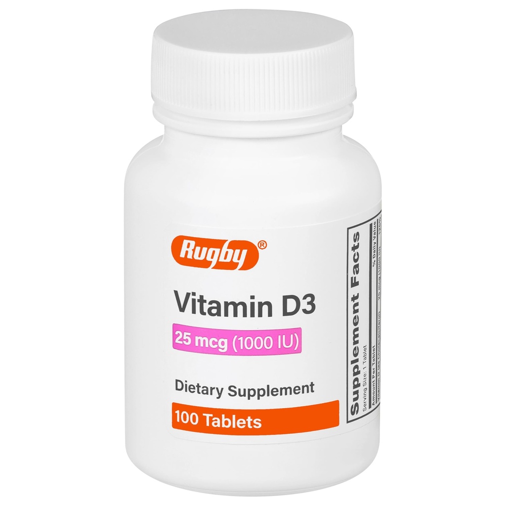 עובי ויטמין D3, 25 mcg (1,000 IU) - תוספת תזונתית - 100 טבליות (1 Pack)
