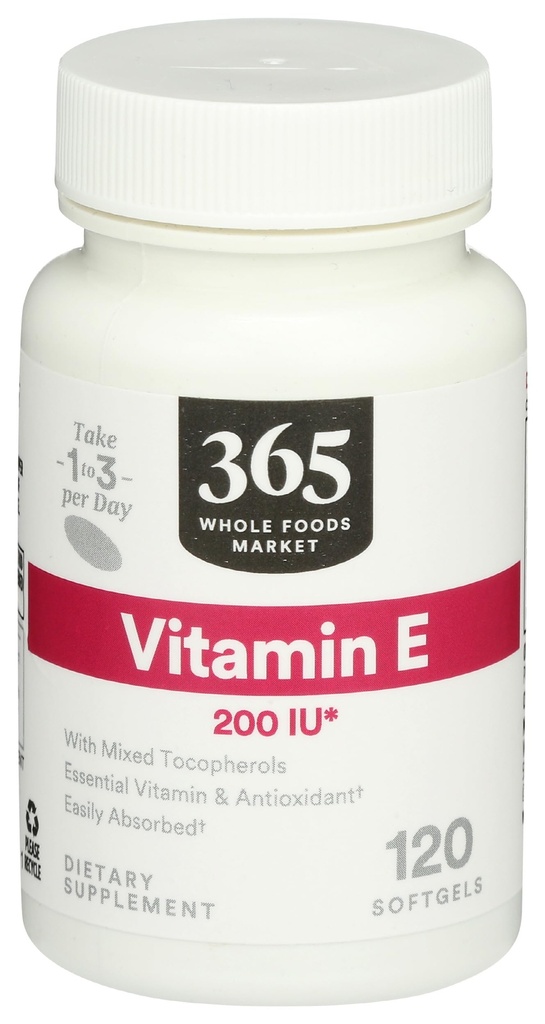 365 על ידי Whole Foods Market, ויטמין E 200 IU, 120 CT