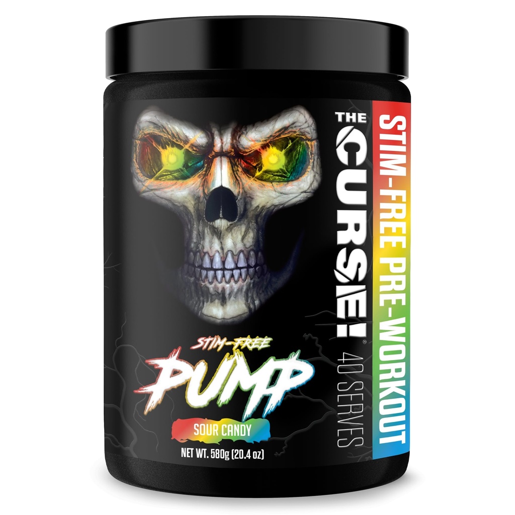 JNX SPORTS The Curse! אבקת טרום עבודה - Stim-Free Pre Workout - Caffeine חינם, L-Citrulline,Beta-Alanine & Nitric Oxide Booster (Sour Candy, 40 משרתים)