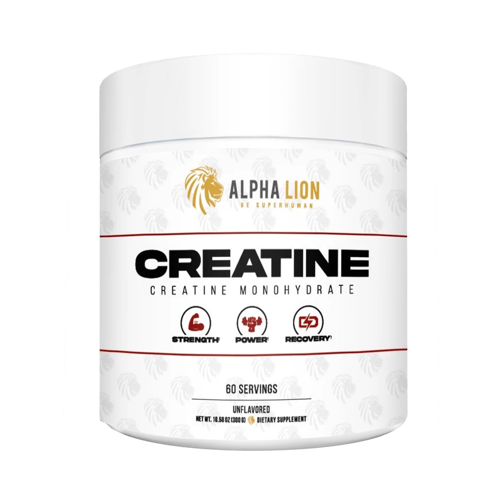 ALPHA LION Creatine Monohydrate אבקה, 5000 מ"ג פרי (g), תומך כוח שרירים, כוח, ביצועים אתלטיים, Pure Creatina Monohydrata en תוסף פולבו (60 משרתים, Unflavored)
