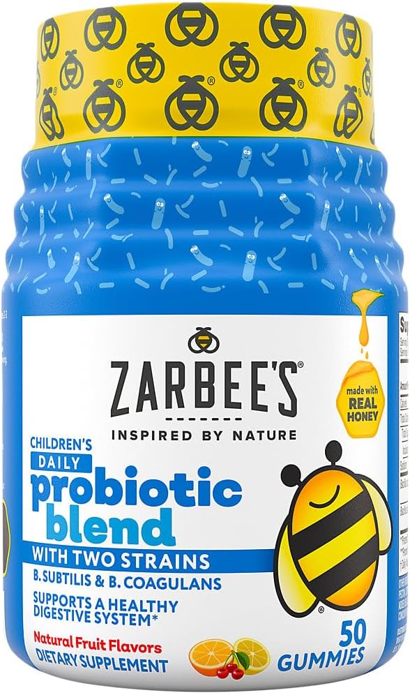 Pet's Kid's Daily Probiotic Gummies with 2 Strains for Digestive Support; Easy to Chew; Gluten-Free & Drug-Free; Ages 2+, Natural Fruitors; 50 הרוזן