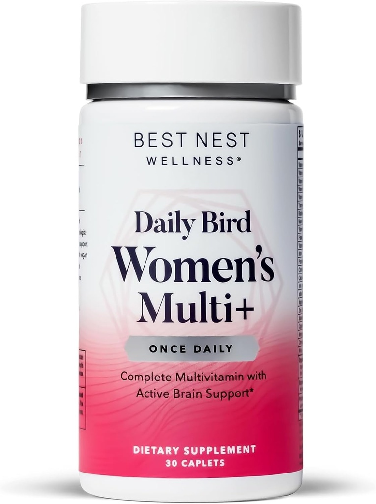 Best Nest Wellness Women's Multi Plus - Brain & Body Health Support - תוספת של Gentle Iron לתמיכה באנרגיה - ויטמינים ממותקים - 30 קפסולות