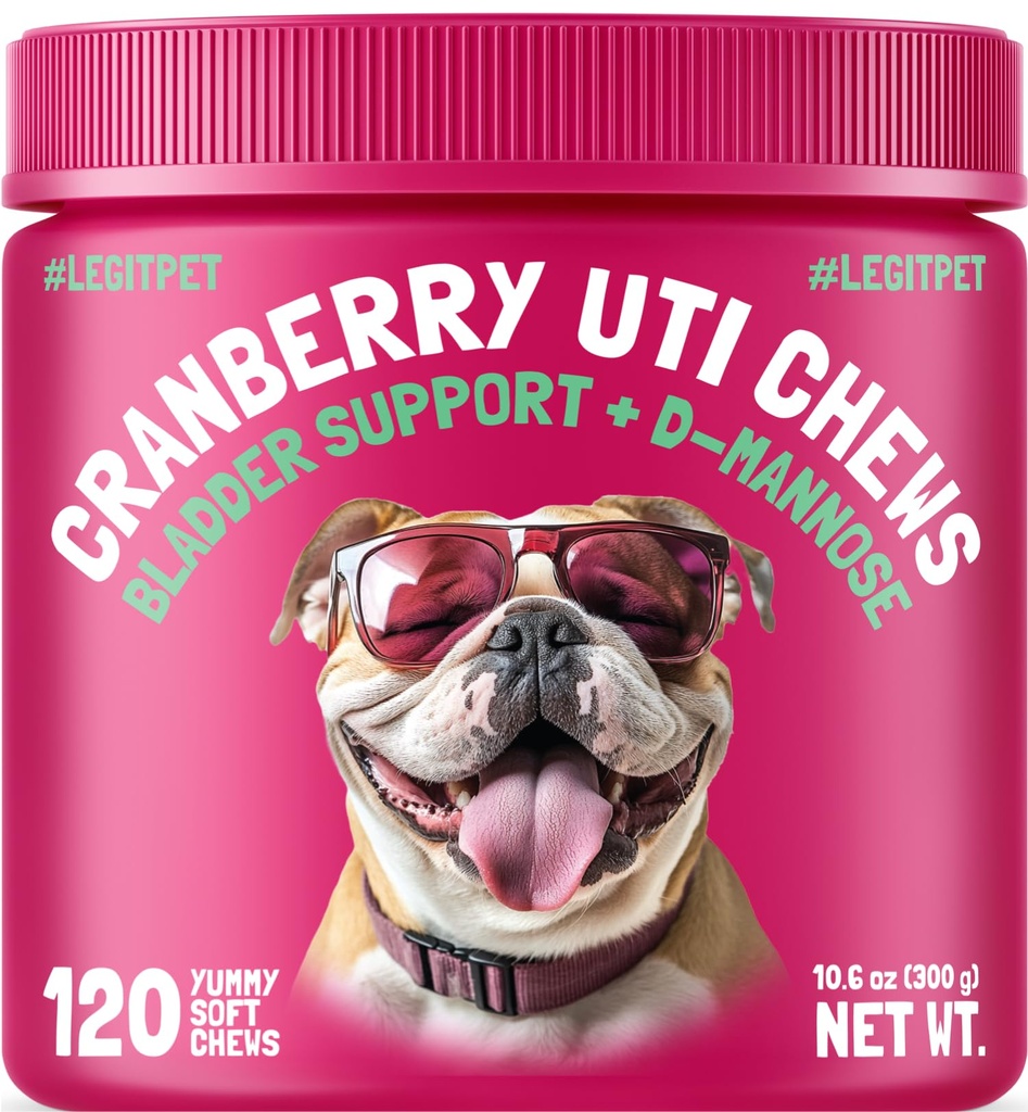 Cranberry UTI Chews for Dogs Bladder תמיכה + D-Mannose תומך Kidney Urinary Tract ו- Bladder Health Cranberry בריאות טבעי תוסף מערכת החיסון Booster Natural Pet Antioxidant 120 Chews