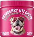 Cranberry UTI Chews for Dogs Bladder תמיכה + D-Mannose תומך Kidney Urinary Tract ו- Bladder Health Cranberry בריאות טבעי תוסף מערכת החיסון Booster Natural Pet Antioxidant 120 Chews
