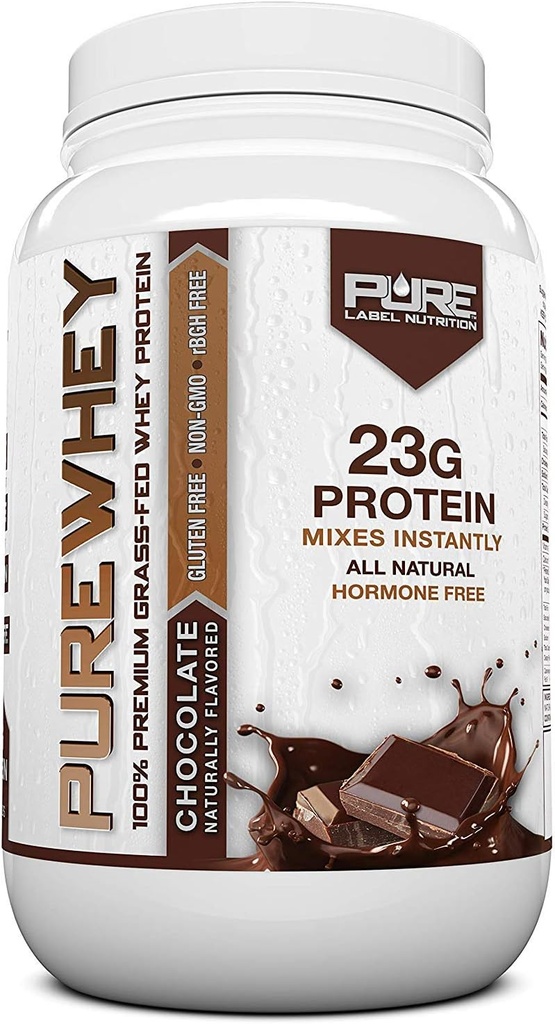 Pure תווית תזונה 100% Grass-Fed, שוקולד Whey Concentrate אבקת חלבון (24g) עם Amino Acids חיוני, עבור טרום ופוסט עבודה התאוששות & שריר בניין, שומן נמוך פחמימות נמוך - 2lbs - 2lbs