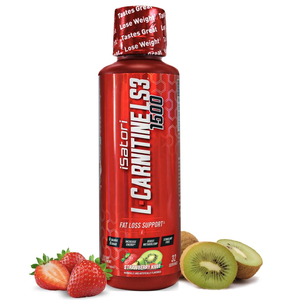 iSatori L-Carnitine LS3 1500, נוזל L-Carnitine עם Acetyl L-Carnitine L-Carnitine L-Tartrate, Stimulant Free Pre Workout, Low Calorie, Sugar, Gluten, Keto- Friendly, Strawberry קיווי (32 משרתים)