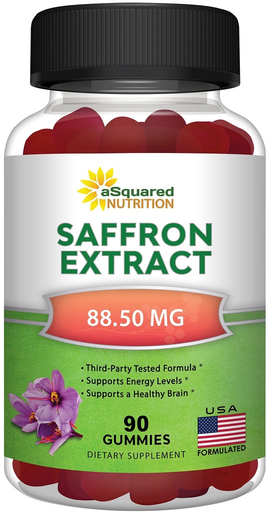 ASquared Nutrition Saffron Gummies - Saffron לחלץ תוסף - תוספי חניכיים טהורים אלטרנטיביים לקפסולות, גלולות, אבקה ותה