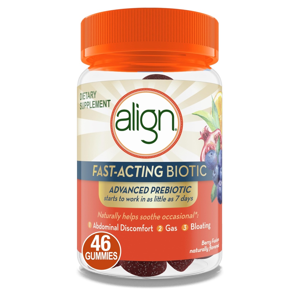 Align Advanced Prebiotic Supplement, Fast-Acting Biotic Gummies, Advanced Prebiotic for Women and Men, Works in as Little 7 ימים* 46 חניכיים